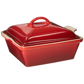 Le Creuset Stoneware Heritage Covered Square Casserole, 2.5 qt. (9"), Cerise