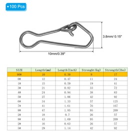 PATIKIL High Strength Fishing Snaps, 100 Pack 17 Lbs Stainless Steel Line Pin Connector Swivels Clips Quick Change for Fishing Lures Freshwater Saltwater, Black