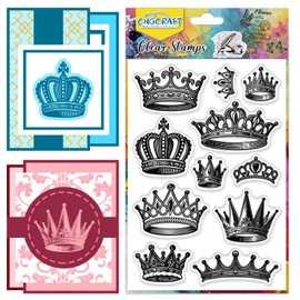 CHGCRAFT Realistic Crown Print Pattern Clear Stamps Transparent Embossing Silicone Stamp Seal for DIY Scrapbooking and Card Making Paper Craft Decor 6.3 × 4.3 Inch