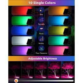 MEIKEE 60W 6000LM RGBW Flood Lights, 600W Equivalent RGB Color Changing LED Floodlights, 6500K Daylight White Outdoor Lighting with Timing Memory Function Dimmable Decoration Lights (4Pack)