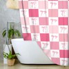 Pink Bowknot Shower Curtain, Cute Pink White Bow Geometric Checkered