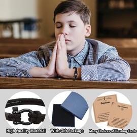 Meliatomia Baptism Gifts for Boys,Braided Rope Cross Bracelet for Kids,First Communion Gifts Boys Christian Christening Graduation