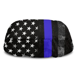 Knextrepoy American Police Flag Winch Protective Cover Water Resistant Winch Covers Auto Accessories Anti-Stain Off Road Truck Winch Cover Compatible with Most 8500-17500 Lbs Electric Winches