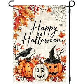 ARGOOFG Happy Halloween Garden Flag 12 x18 Inch Outdoor Yard Flags