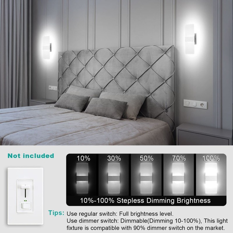 TRLIFE Modern Wall Sconces, Dimmable Wall Sconces Set of 2