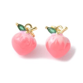 LiQunSweet - Abalorio de latón esmaltado con forma de corazón de fruta, diseño de corazón de fruta, para manualidades, joyería, No es una piedra preciosa