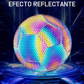 NUHEXRY Balón de fútbol Reflectante,Balón de Fútbol No. 5,Pelota de fútbol holográfica Luminosa para Juegos nocturnos y Entrenamiento,refleja la luz, Regalo de Juguete para niños, niños y Hombres