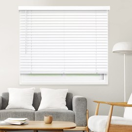 CHICOLOGY Faux Wood Blinds , Window Blinds , Wood Blinds , Window Shades , Window Treatments , Blinds & Shades , Window Shades For Home , Wooden Blinds , Basic White , 35"W X 48"H