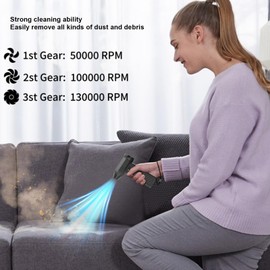 Electric Air Duster, 130000 RPM Adjustable Speed Air Blower Type C Quick Charging Super Jet Fan Jet Dry Blower, Turbo Powered Mini Blower Portable Blower, Jet Blower for Cleaning