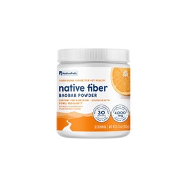 NativePath Organic Baobab Prebiotic Fiber Powder - Digestive Health Supplement - Natural Orange Flavor, 30 Servings
