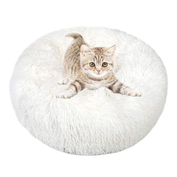otoez Round Plush Donut Pet Bed Fur Donut Cuddler Warm