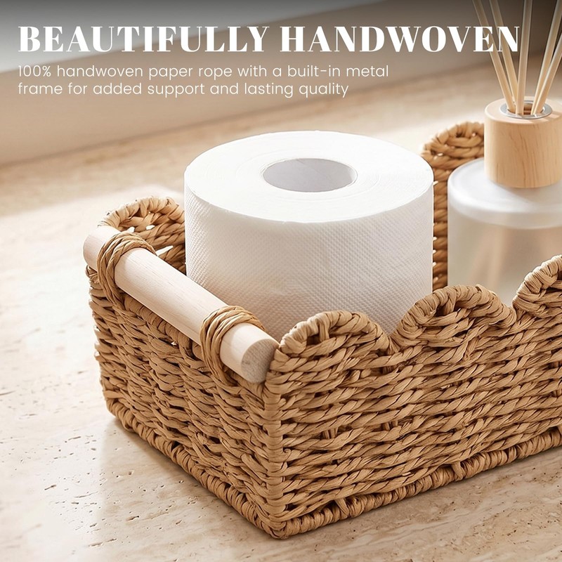 Paper Rope Storage Basket Set of 2, Toilet Paper Basket