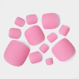 Bellelfin 240Pcs Press on Toenails, Matte Short Square Fake Toenails Pure Light Pink False Toe Nail Acrylic Glue on Toenails with 5 Sheets Adhesive Tabs for Women Girls