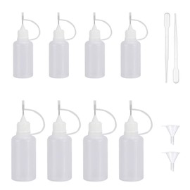 Needle Bottle, 10 ml Dosing Bottle, Pack of 8 Dosing Bottles, Applicator Bottle with 2 Funnels & 2 Pipettes Needle Tip, Glue Bottle Tip, Needle Bottles, Small Squeeze Bottle with Tip
