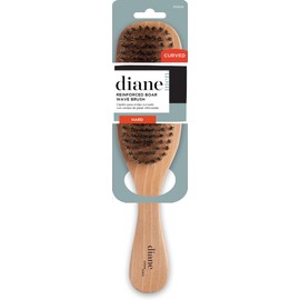 Diane Firm Reinforced Boar and Nylon Bristle, Curved Wave Mens Hair Brush with Handle, Tan