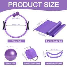 XEERUN Pilates Ring Set, Pilates Essentials Kit für Frauen, Pilates-Ring mit rutschfesten Griffen, Pilates Kreis Ring mit Pilates Ball und Fitnessbändern für zu Hause, Yoga, Kraft und Flexibilität