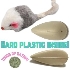 Smokey's Stash Gray and White Faux Fur Cat Mice Toy 12 Per Pack Multi Color Realistic Interactive Small Mouse with Rattle and Catnip Safe for Adult Cats and Kittens