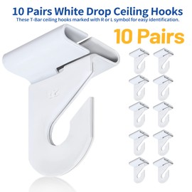 Wakhow 10 Pairs Drop Ceiling Hooks for Hanging, Suspended Track Ceiling Tile Clips, Ceiling Grid Hangers for Decorations from Classroom, Office, Home, Wedding, Hold Up to 20 lbs, 1" W X 1½" H