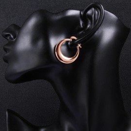 LZD 18K Rose Gold Latch Back Hoop Bali Earrings L125