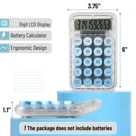 Mr. Pen- Mechanical Switch Calculator, 10 Digits, Blue, Transparent Body, Large LCD Display, Big Buttons, Desktop, Cute, Aesthetic