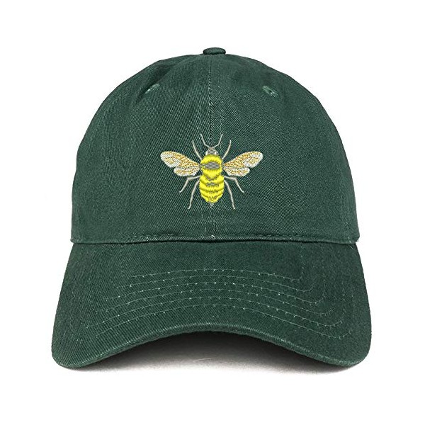 Trendy Apparel Shop Bumble Bee Embroidered Brushed Cotton Cap - Hunter