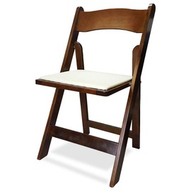 EventStable Titan Series Wood Folding Chairs - Fruitwood Indoor/Outdoor Lightweight Chairs - Vinyl Padded for Weddings & Events - 4-Pack