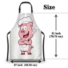 Olikked Kitchen Apron for Men Pig Chef Women Aprons for Cooking Restaurant BBQ Painting Crafting Gardening 27” (W) x 31” (H), Waterproof Apron
