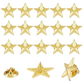 SUPERFINDINGS 30Pcs Star Badge Lapel Pin 0.78inch/20mm Military Award Pins Golden Pentagram Alloy Brooch Memorial Day Backpack Lapel Brooch Pin for Men Labor Day Costume