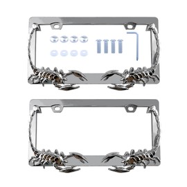 UpAuto 2PCS Car License Plate Frame American Standard License Plate Holder, Car License Plate Covers with Screws & Tools (Scorpion, 12.65 * 6.5 * 3.85)