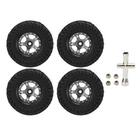 RC Car Rubber Tires Metal Tyre Wheel Full Series Universal with Small Cross Wrench and M2 Anti Skid Nut Set for Axial 1/24 SCX24 Titanium