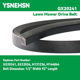 GX20241 Lawn Mower Drive Belt Fits for John Deere GX22036 L100 LA100 LA105 D100 L130 L1742 AYP 106381X 582778701 583774301 754-0238 527711M1 Husqvarna 532108597 Craftsman 130969 108597X (1/2" x 92")