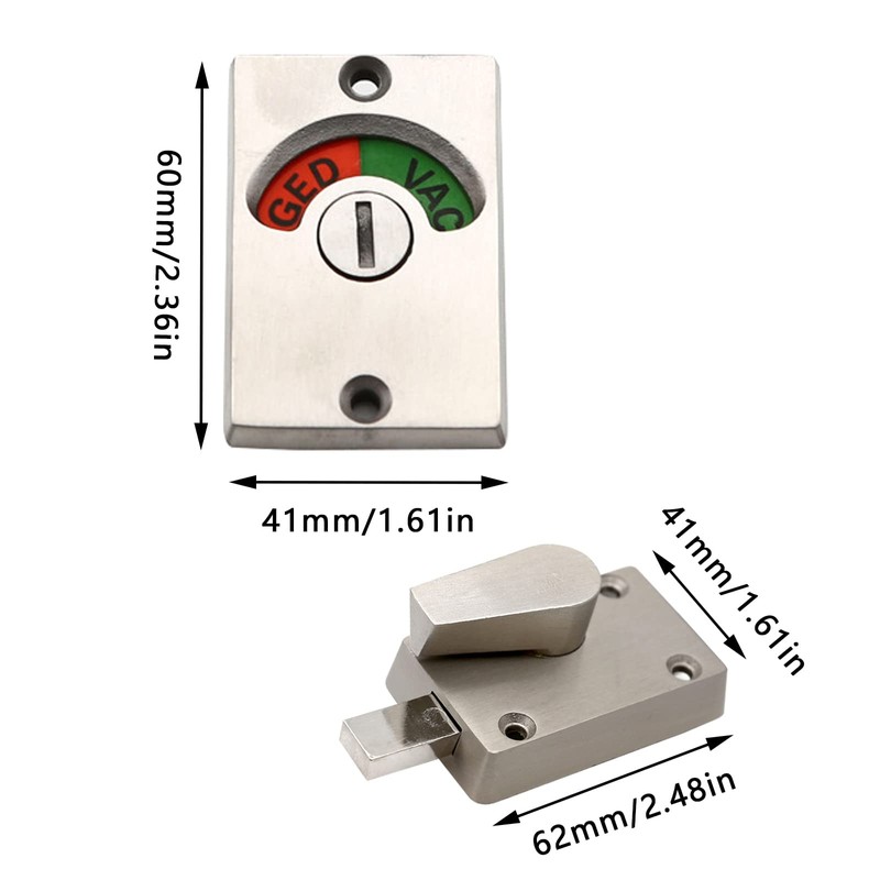 Zinc Alloy Vacant/Occupied Bathroom Lock - Privacy Indicator Bolt for