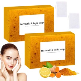 Jabon de Curcuma para Las Manchas, Crema para Manchas Oscuras en La Cara, Jabón para La Cara, Jabón de Cúrcuma Con Vitamina C para Cara y Cuerpo, Piel Hidratante de Piel Sensible Soap, 100g