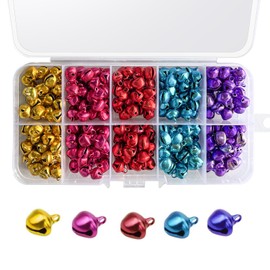 Jingle Bells 0.3 inch Craft Bells Mini Bells DIY Jingle Bell Colorful Bells for Keychain Pet Decorations Jewelry Findings Festival Decoration 300Pcs