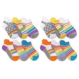 Jefferies Socks Girls Rainbow Fashion Novelty Sport Tab Low Cut Socks 12 Pair Pack (Small, Rainbow)