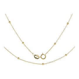 World of Jewellery 9ct Gold Flat Trace and Bead Ball Chain Necklace 18 Inch Long