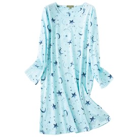 Zando Nightgowns for Women Cotton Night Gown for Ladies Cartoon Pajamas for Women Women's Nightgowns & Sleepshirts Long Sleeve Nursing Nightgown Maternity Pajamas Sleep Shirts Long Green Star X-Large