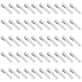 Samcos 50pcs Hair Clip Clip Base Metal Parts Hair Clip Hair Pin DIY Handmade Hair Accessories Decor Material Adult Commercial Craft Supplies (Silver Approx. 1.3 inches (3.2 cm)