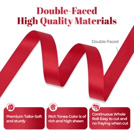 Kryvus Red Satin Ribbon, Double Faced 1/2 Inch X 25 Yards Red Ribbon, Premium Satin Ribbon for Gift Wrapping, Crafts, Hair Bow Making, Sewing, Flower Bouquet, Wedding Party Decor