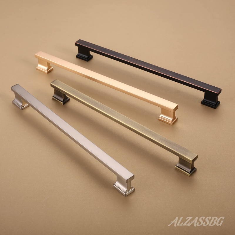 Alzassbg 5 Pack Brushed Satin Nickel Cabinet Pulls, 10 Inch(254mm)