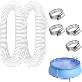 Pool Hose Replacement,1.25Inches Diameter Swimming Pool Hoses for Above Ground Pools,Compatible with Filter Pumps 330GPH, 530GPH, and 1,000GPH (2 Hoses + 4 Metal Clips)