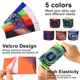 UNINGYI Pack of 5 Captain's Armband Football, Adjustable Captain's Armband Children's Football, Player's Armband Elastic Captain's Armband Football for Adults Junior Many Sports