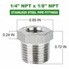 TAISHER 10PCS 304 Stainless Steel Reducer Hex Bushing, 1/4" NPT