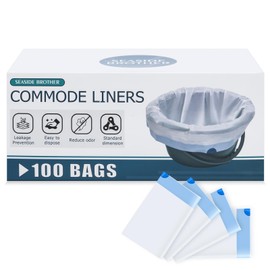 Commode Liners, 100 Bedside Commode Liners Disposable, Leak Proof Commode Bags for Portable Toilet, Bedside Toilet Liners Fit Most Standard Bedside Commode, Bed Pan, Camping Toilet, No Absorbent Pad