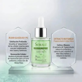 Suero Facial Exfoliante Acido Glicolico AHA BHA Serum Renovador Cutaneo Poros Dilatados Marcas De Acne Peeling Suave Tono Desigual Glow 30ml