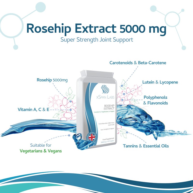 Rosehip 5000mg 120 Capsules- High Strength 250mg 20:1 Extract Rich