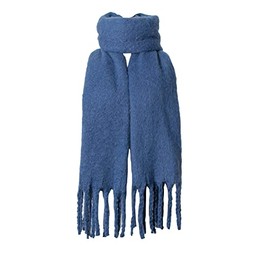 SoulQool Women Long Scarf Winter Shawl Scarves Solid Color Wraps Wool Spinning Tassel Blanket Long Stole Ladies Gifts (Blue)