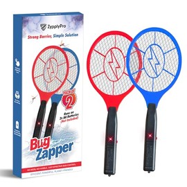 ZypplyPro® Electric Fly Swatter 2 Pack - 3000V Electric Grid Bug Zapper Racket with Safety Mesh, Handheld Mosquito & Fly Killer for Indoor & Outdoor Use, AA Batteries Required (Not Included)