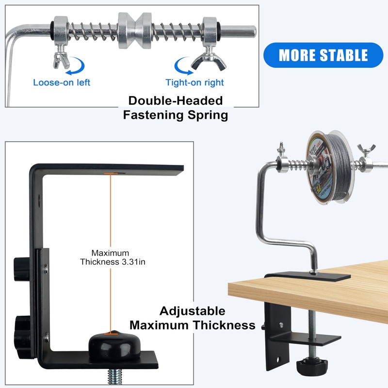 SHADDOCK Fishing Line Spooler Aluminum Line Winder with Clamp Adjustable