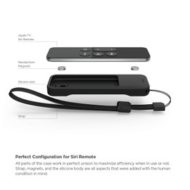 elago R1 Intelli Case [Black]-[Magnet Technology][Anti-Slip][Lanyard Included][Heavy Shock Absorption] for Apple TV Siri Remote 4K / 4th Generation